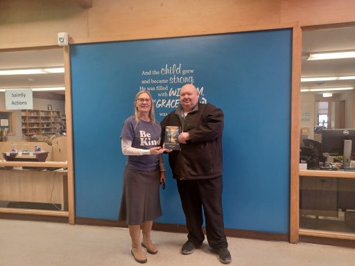 Giving My Book to St. Anastasia Catholic Church and School